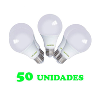 50 Lampadas Bulbo E27 12W Ed Bivolt Policarbonato Leitosa Branco