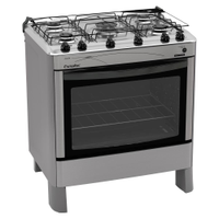 Fogão Esmaltec Ágata 5 Bocas Inox Forno Limpa Fácil e Acendimento Automático