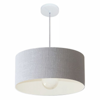 Pendente Cilíndrico 4052 Cúpula em Tecido 50x21cm Rústico Cinza - Bivolt