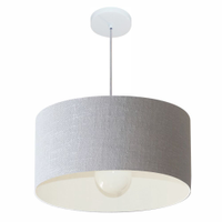 Pendente Cilíndrico Md-4206 Cúpula em Tecido 50x25cm Rústico Cinza - Bivolt
