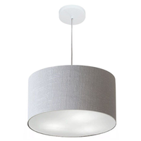Pendente Cilíndrico Md-4099 Cúpula em Tecido 40x25cm Rústico Cinza - Bivolt
