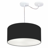 Pendente Cilíndrico Com Desvio Md-4151 Cúpula em Tecido 50x25cm Preto - Bivolt