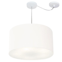 Pendente Cilíndrico Com Desvio Md-4167 Cúpula em Tecido 60x30cm Branco - Bivolt