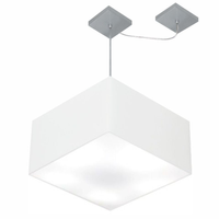 Pendente Quadrado C/ Desvio Md-4270 Cúpula em Tecido 30/35x35cm Branco - Bivolt