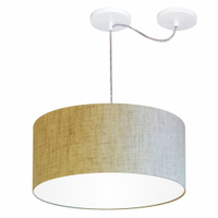 Pendente Cilíndrico Com Desvio Md-4151 Cúpula em Tecido 50x25cm Rústico Bege - Bivolt