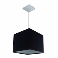 Pendente Quadrado Md-4058 Cúpula em Tecido 21/25x25cm Preto - Bivolt