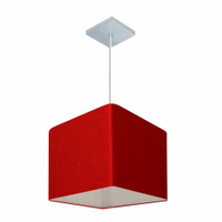 Pendente Quadrado Md-4058 Cúpula em Tecido 21/25x25cm Bordô - Bivolt