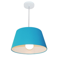 Pendente Cone Md-4039 Cúpula em Tecido 21-40x30cm Azul Turquesa - Bivolt