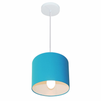 Pendente Cilíndrico Md-4046 Cúpula em Tecido 18x18cm Azul Turquesa - Bivolt