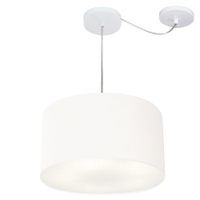 Pendente Cilíndrico Com Desvio Md-4256 Cúpula em Tecido 40x21cm Branco - Bivolt