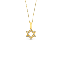 Medalha Estrela de Davi Ouro Amarelo e Diamantes