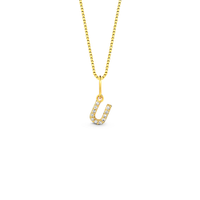 Pingente Letra U em Ouro Amarelo 18k com Diamantes