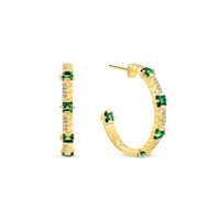 Brinco Argola Icona em Ouro Amarelo 18k com Turmalinas Verde e Diamantes