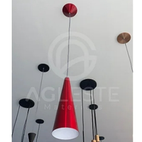 Pendente Cone Sem Furo Vermelho Metalico/Branco - T.Y Iluminação