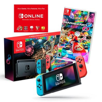 Console Nintendo Switch + Joy-Con Neon + Mario Kart 8 Deluxe + 3 Meses de Assinatura Nintendo Switch Online, Azul e Vermelho - HBDSKABL2