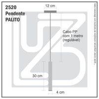 Kit 2 Pendente Tubo Palito Moderno 30cm - Ouro