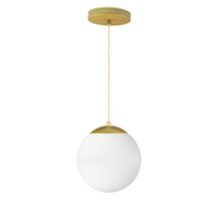 Pendente Globo Esfera de Vidro Branco Fosco 20cm - OURO