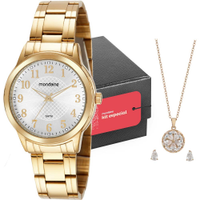 Kit Relógio Mondaine Feminino com Colar e brincos 99560LPMVDE1K1