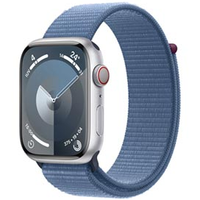 Apple Watch Series 9 (GPS+Cellular 45 mm) Caixa Prateada de Alumínio Pulseira Loop Esportiva Azul Inverno
