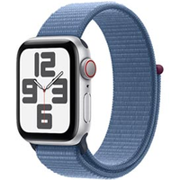 Apple Watch SE (GPS + Cellular 40 mm) Caixa de Alumínio Prateada, Pulseira Loop Esportiva Azul inverno