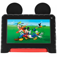 Tablet Infantil Multilaser Mickey NB413 Wi-Fi Tela de 7 64GB 4GB de RAM Android 13 Go Processador Quad- Core Preto e Vermelho