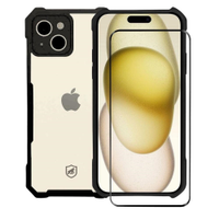 Kit Capa case capinha Dual Shock X e Pelicula Coverage 5D Pro Preta para iPhone 15 - Gshie