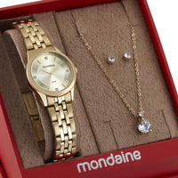 Kit Relógio Mondaine Feminino com Colar e Brincos 32607LPMKDE1K1