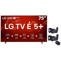 Smart TV 75" LG 4K UHD ThinQ AI 75UR8750PSA HDR, Bluetooth, Alexa, Airplay 2, 3 HDMIs + Suporte Fixo Universal para TVs de 14" a 84"