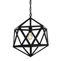 Luminária Lustre Pendente Industrial 31X37X31Cm Metal Preto