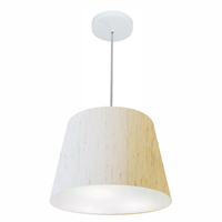 Pendente Cone Md-4246 Cúpula em Tecido 30/40x30cm Linho Bege - Bivolt