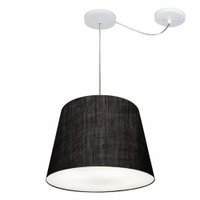 Pendente Cone Com Desvio Md-4280 Cúpula Tecido 30/30x40cm Preto - Bivolt