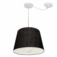 Pendente Cone Com Desvio Md-4274 Cúpula Tecido 30/30x40cm Preto - Bivolt