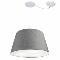 Pendente Cone Com Desvio Md-4279 Cúpula Tecido 21/30x40cm Rústico Cinza - Bivolt