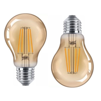 2 Lâmpada de Filamento LED A60 4W Âmbar 2200K Bivolt Retrô Vintage
