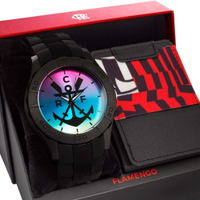 Kit Relógio Technos Masculino Flamengo com Porta Cartões FLA2035LA/K8E