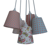 Lustre Pendente Cacho Estampado Borboletas Rose e Azul
