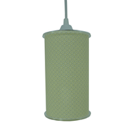 Luminária Pendente Cilíndrica Tecido Arabesco Amarelo