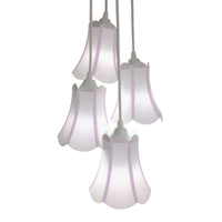 Lustre Pendente Luminária Cacho 4 Cúpulas Paris Linho com Detalhes em Lilás