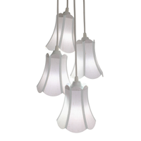 Lustre Pendente Luminária Cacho 4 Cúpulas Paris Linho com Detalhes em Cinza