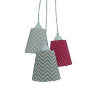 Lustre Pendente Bebê Cacho Chevron Cinza e Pink