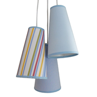 Lustre Pendente Quarto Bebê Tecidos Listras e Azul