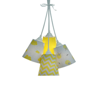 Lustre Pendente Bebê Nuvens e Carneirinhos Cinza e Amarelo