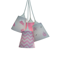 Lustre Pendente Bebê Nuvens e Carneirinhos Cinza e Rosa