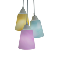 Lustre Pendente Luminária Tecidos Aquarelados Amarelo, Rosa e Verde Claro