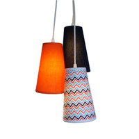 Pendente Triplo Chevron Marinho e Laranja