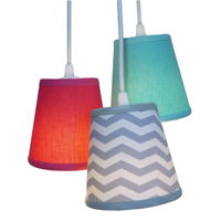 Lustre Pendente Triplo Bebê Chevron Cinza, Pink e Tiffany