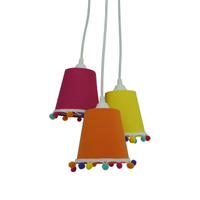 Lustre Pendente Cacho Triplo Pompons Coloridos