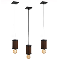 Kit 3 Pendentes Verticais Madeira Capella e Lâmpada Ambar 4w