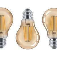Kit 3 Lâmpada de Filamento LED A60 4W Âmbar 2200K Bivolt Retrô Vintage