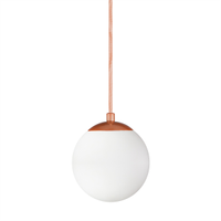 Pendente BRONZE C/ Globo de Vidro BRANCO de 14cm + LED 2W
